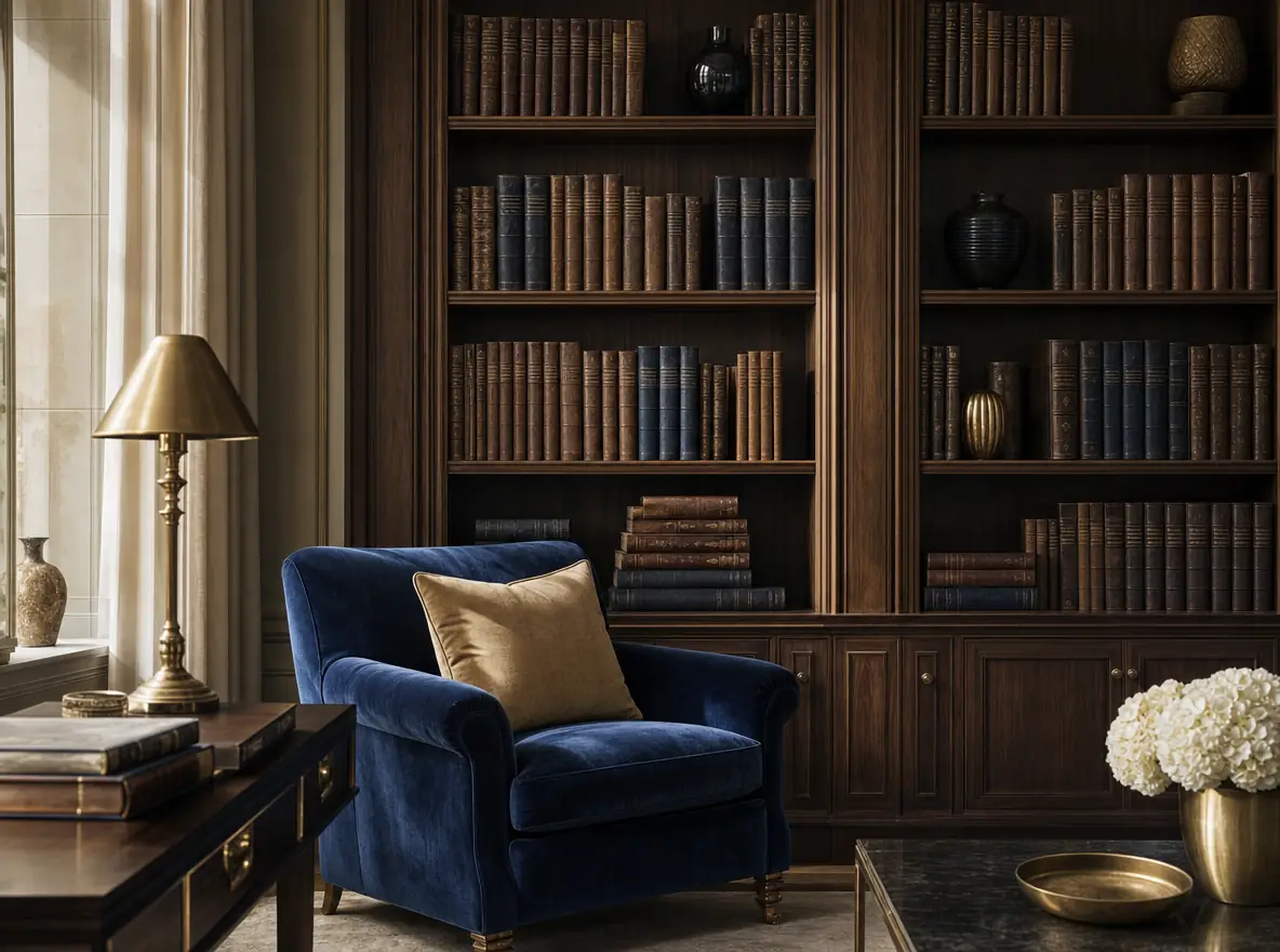 Salon et bibliothèque